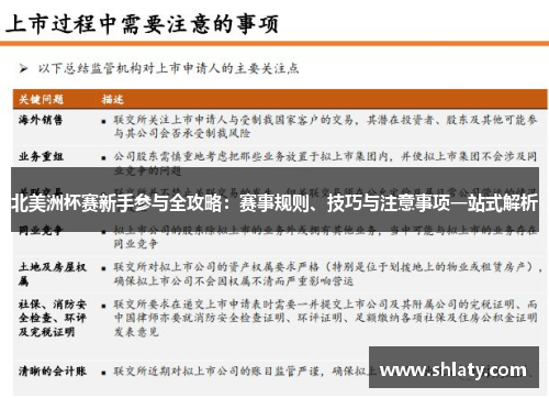 北美洲杯赛新手参与全攻略：赛事规则、技巧与注意事项一站式解析