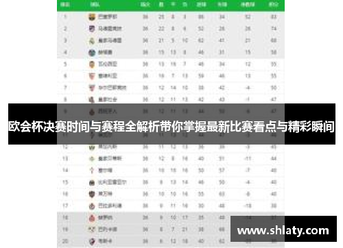欧会杯决赛时间与赛程全解析带你掌握最新比赛看点与精彩瞬间